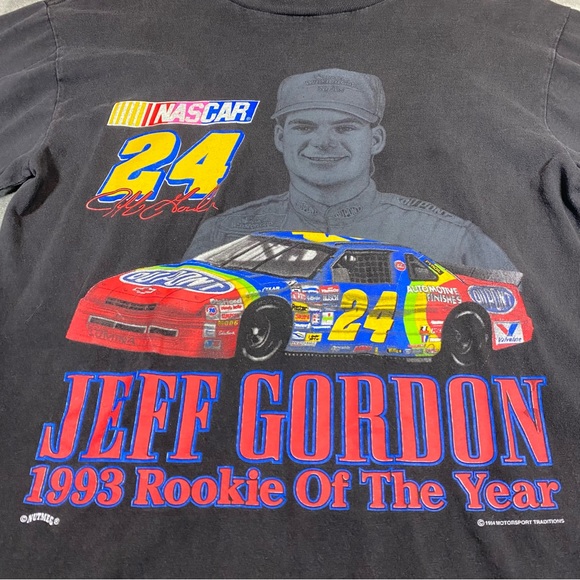 VTG Jeff Gordan T Shirt Mens Medium Nutmeg Made In USA NASCAR Rookie 90’s Racing - Picture 2 of 12